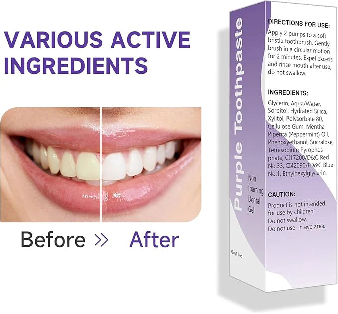 Dental Purple Toothpaste for Teeth Whitening