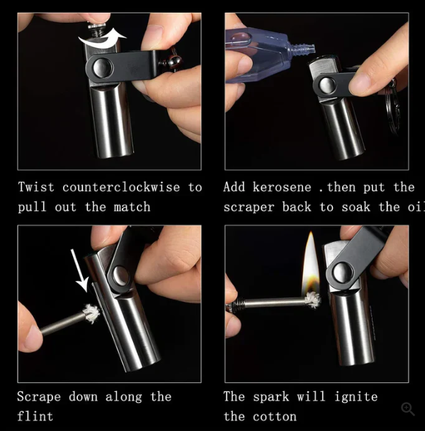 Waterproof Flint Fire Keychain Lighter