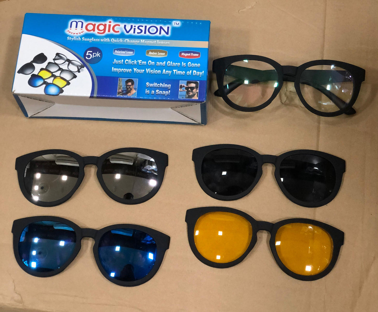 5 In 1 Sunglasses Set UV400 Polarized Magnetic Clip